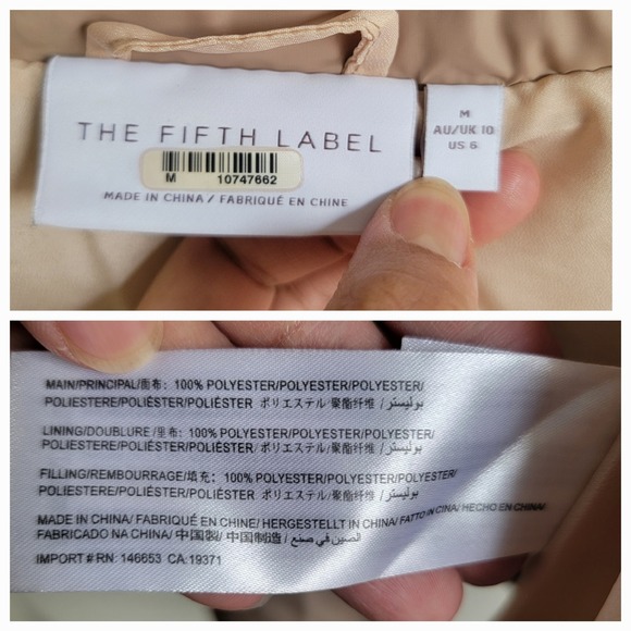 The Fifth Label Tan Beige Cropped Quilted Puffer Jacket Oversized Size US 6 - Picture 8 of 14